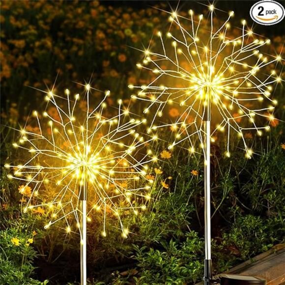 Solar Garden Lights Outdoor Waterproof Decorative, 2Pack 150LED Firework - Picture 7 of 7